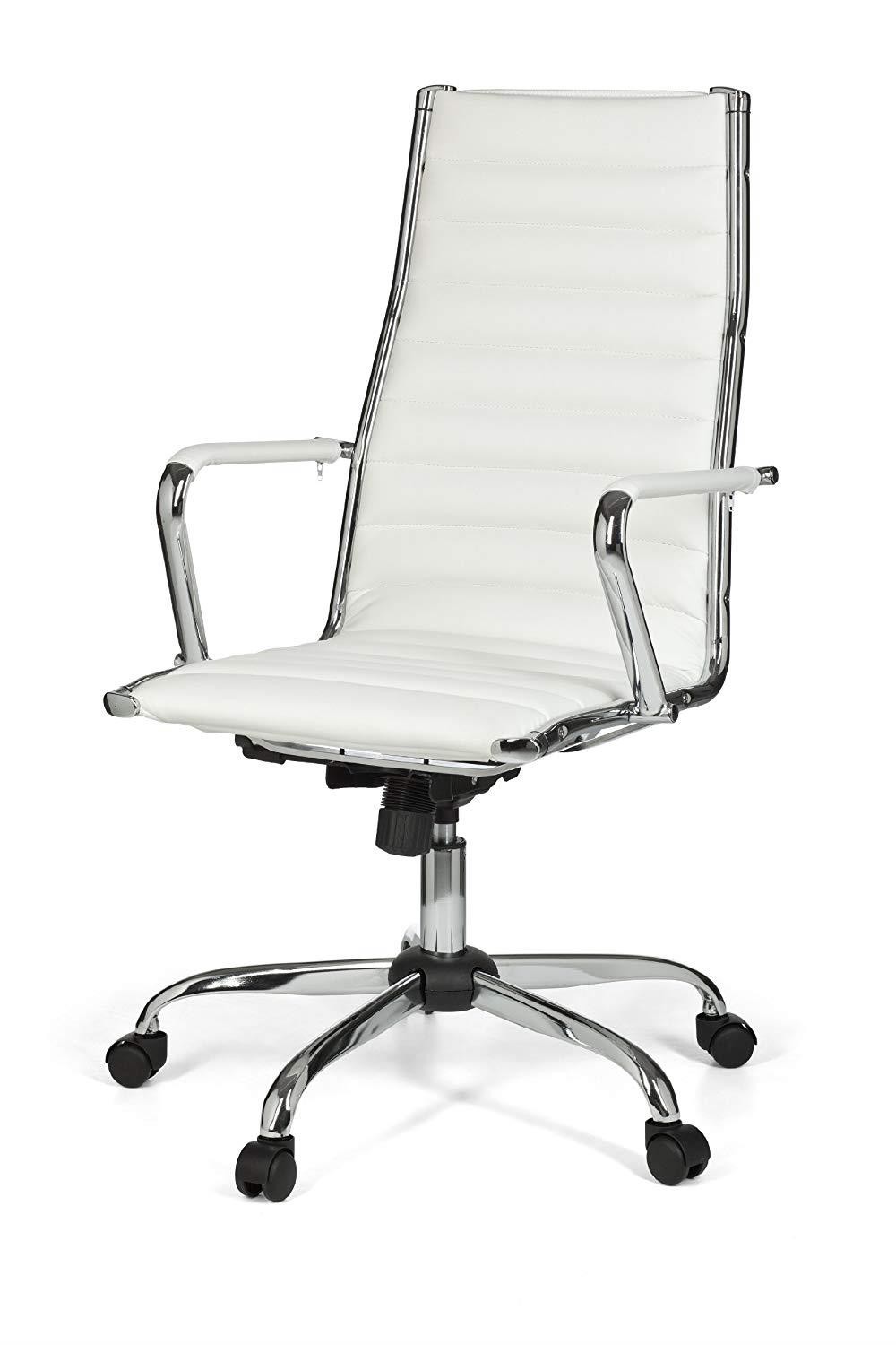 Silla de Oficina GREF, Respaldo Alto, Estructura Metálica, Precioso Diseño en Piel Negra