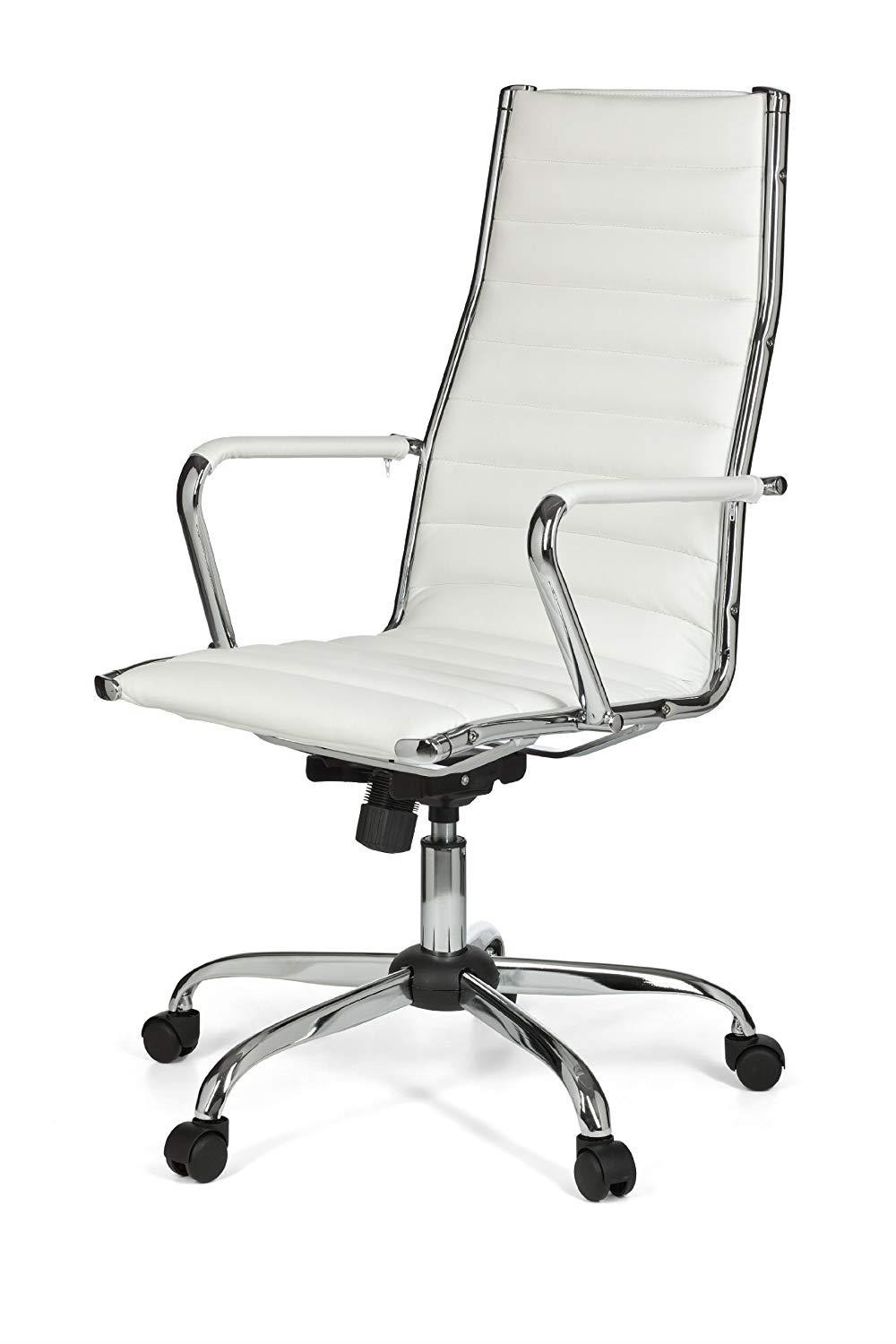 Silla de Oficina GREF, Respaldo Alto, Estructura Metálica, Precioso Diseño en Piel Negra