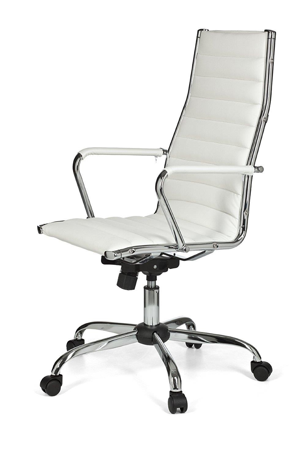 Silla de Oficina GREF, Respaldo Alto, Estructura Metálica, Precioso Diseño en Piel Negra