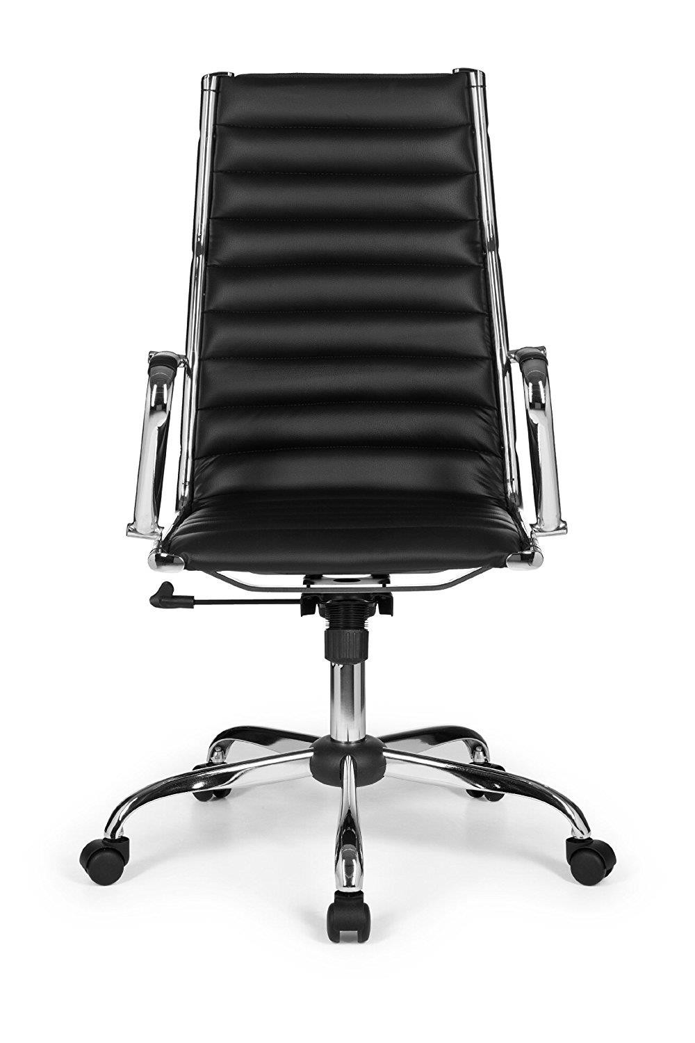 Silla de Oficina GREF, Respaldo Alto, Estructura Metálica, Precioso Diseño en Piel Negra