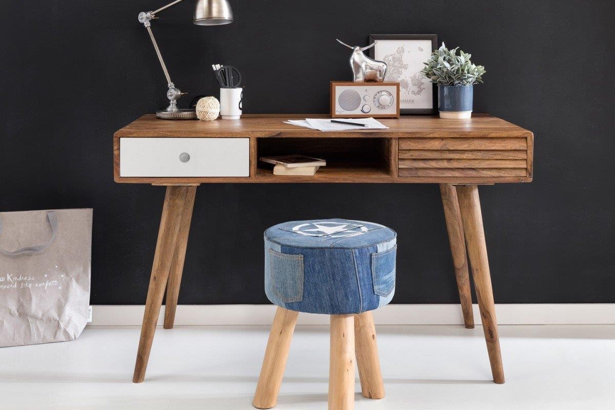 Mesa de Escritorio REPANG, Dimensiones 117x60x75 cm, en Madera color Roble y Rojo