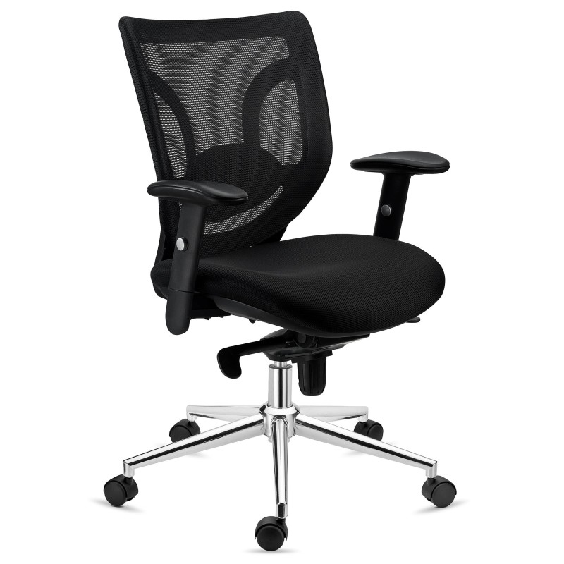 Silla de Oficina Ergonomica, LAMBO, soporte lumbar, en negro