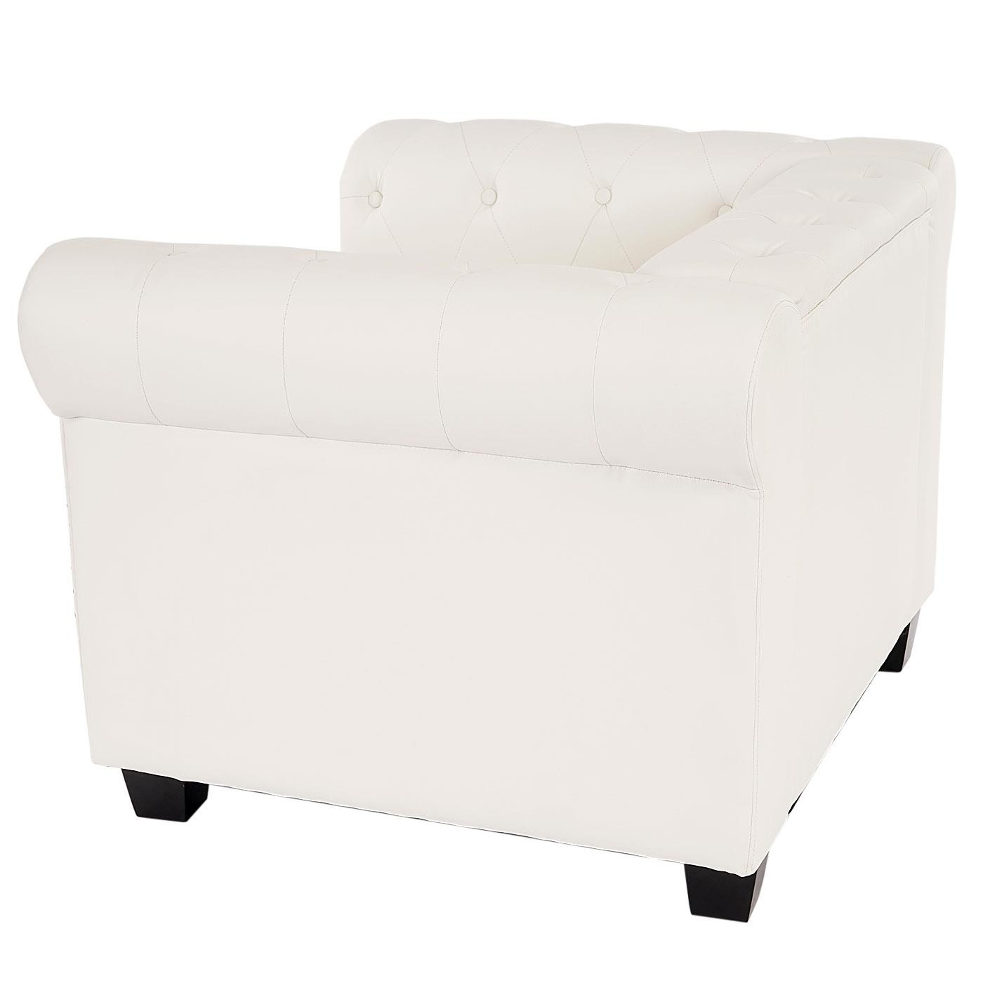 Sofá de 1 Plaza CHESTER, Diseño Clásico y Elegante, En Piel, Patas Cuadradas, Color Blanco