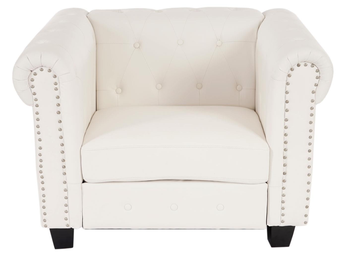 Sofá de 1 Plaza CHESTER, Diseño Clásico y Elegante, En Piel, Patas Cuadradas, Color Blanco