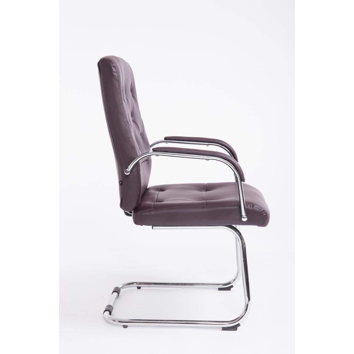 Silla de Confidente FELING, Estructura Metálica, en Piel con Capitoné color Negro