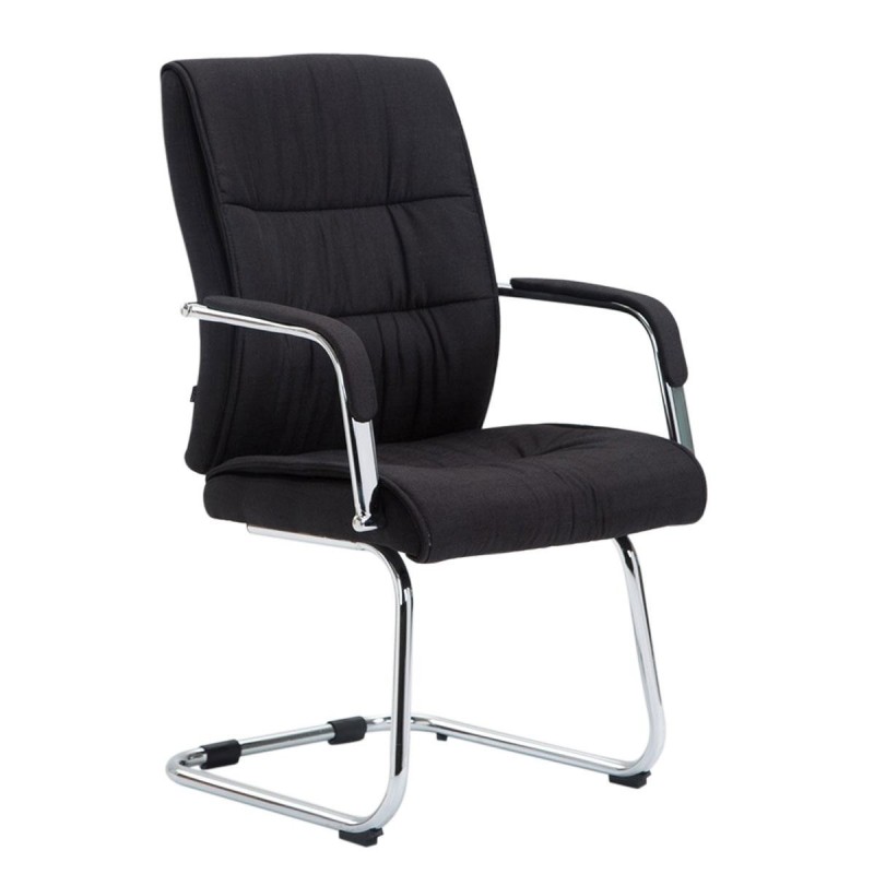 Silla de confidente HILBER TELA, estructura metálica, en color negro