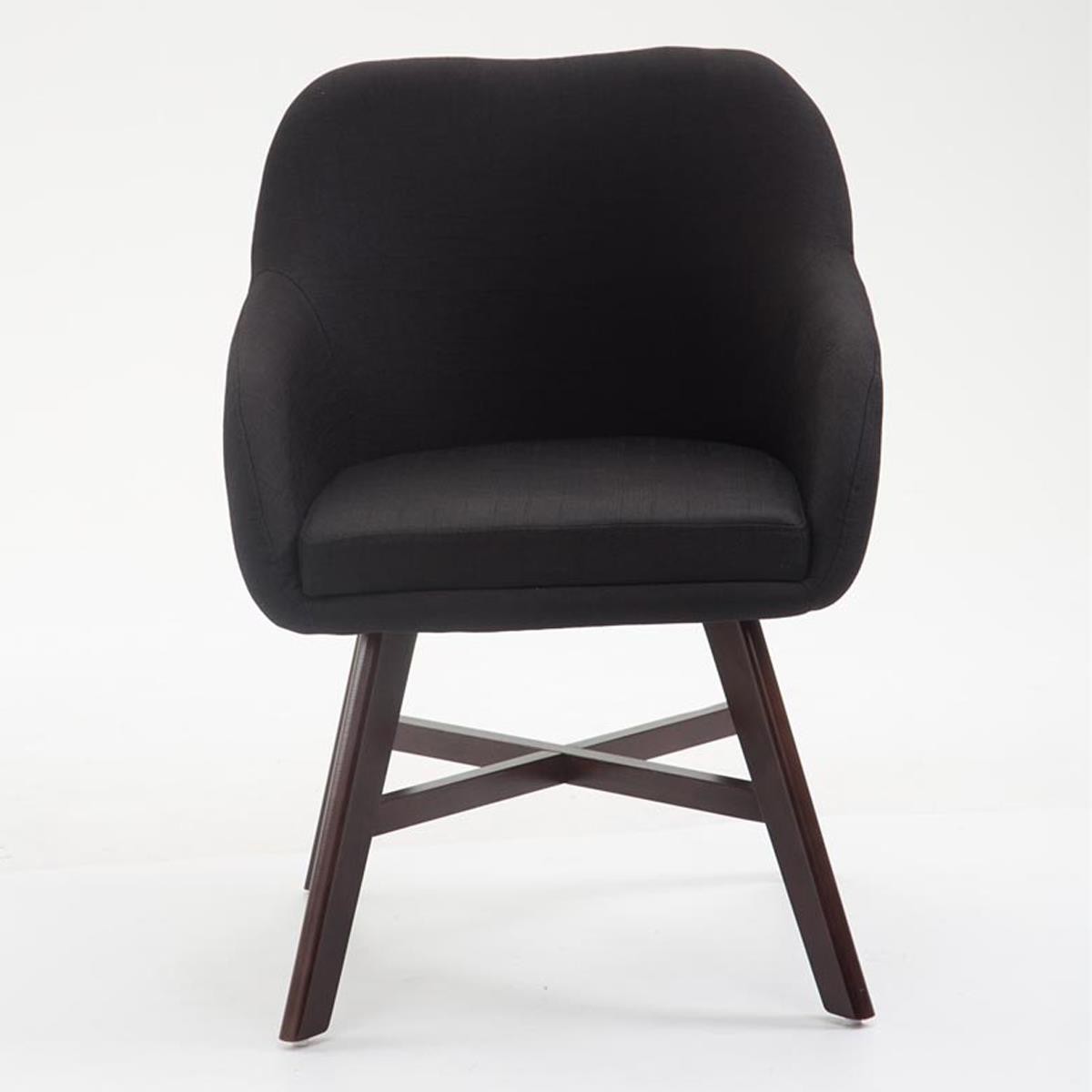 Silla de Confidente KETEL Muy Exclusiva, Estructura en Madera, Patas color Nogal y Tela Negra