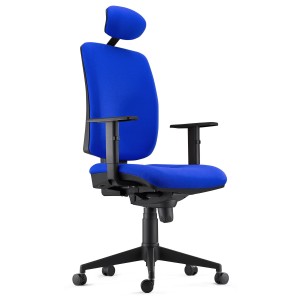 Silla Ergonómica PIERO, en Tela color Negro, con Reposacabezas y Brazos Ajustables