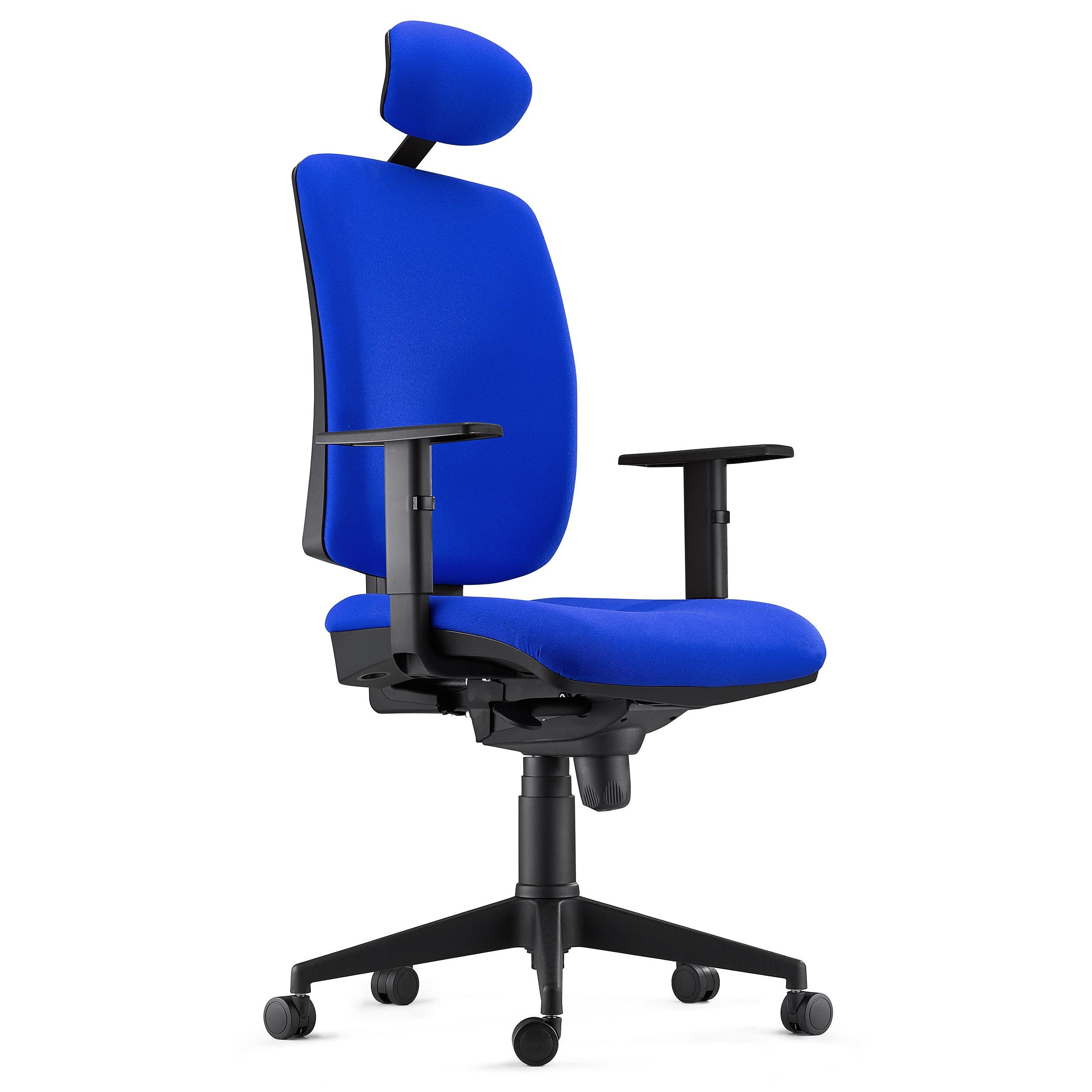 Silla Ergonómica PIERO, en Tela color Negro, con Reposacabezas y Brazos Ajustables