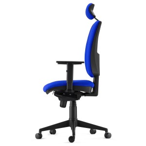 Silla Ergonómica PIERO, en Tela color Negro, con Reposacabezas y Brazos Ajustables