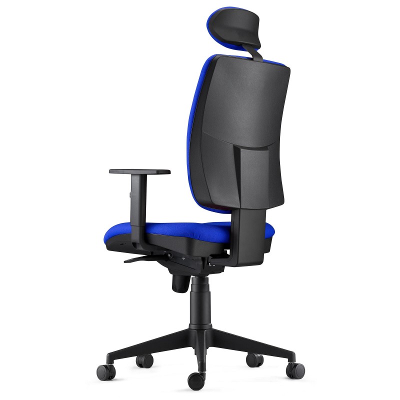 Silla Ergonómica PIERO, en Tela color Negro, con Reposacabezas y Brazos Ajustables
