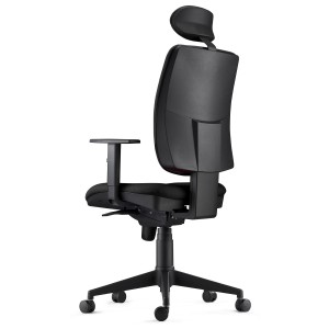 Silla Ergonómica PIERO, en Tela color Negro, con Reposacabezas y Brazos Ajustables