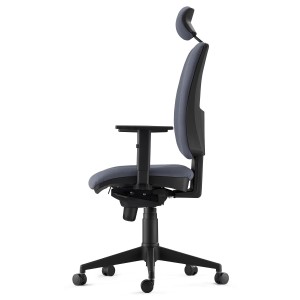 Silla Ergonómica PIERO, en Tela color Negro, con Reposacabezas y Brazos Ajustables