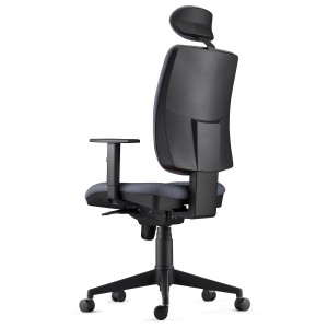 Silla Ergonómica PIERO, en Tela color Negro, con Reposacabezas y Brazos Ajustables