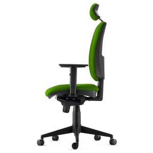 Silla Ergonómica PIERO, en Tela color Negro, con Reposacabezas y Brazos Ajustables