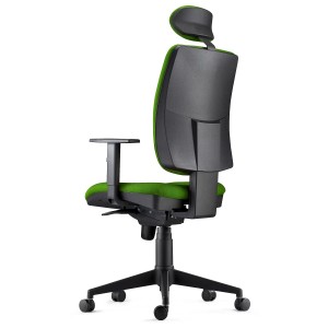 Silla Ergonómica PIERO, en Tela color Negro, con Reposacabezas y Brazos Ajustables