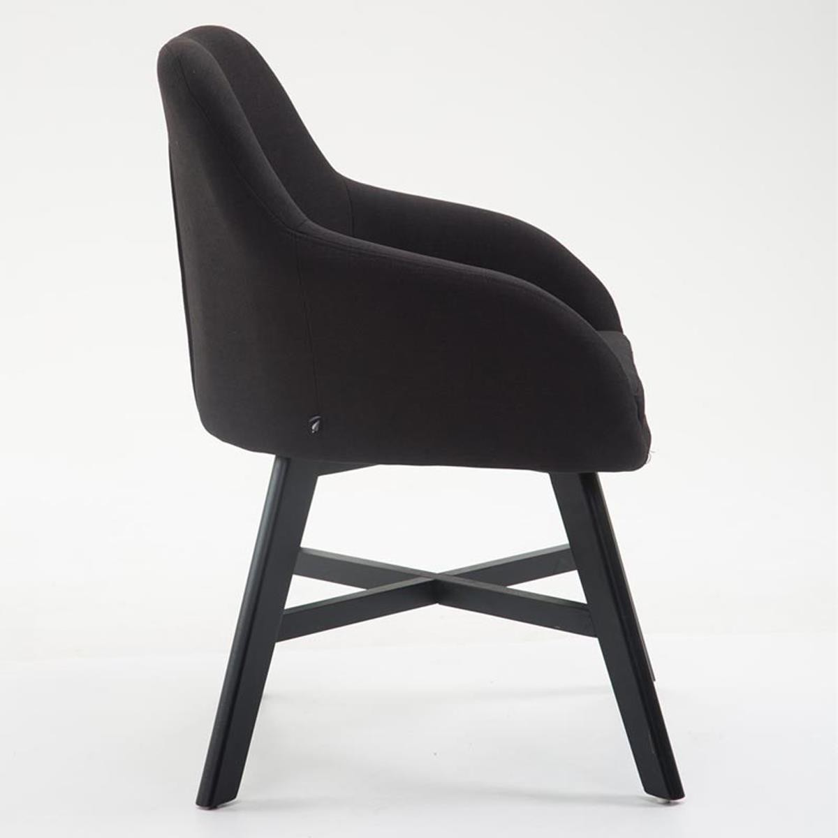 Silla de Confidente KETEL Muy Exclusiva, Estructura en Madera, Patas Negras y Tela Negra