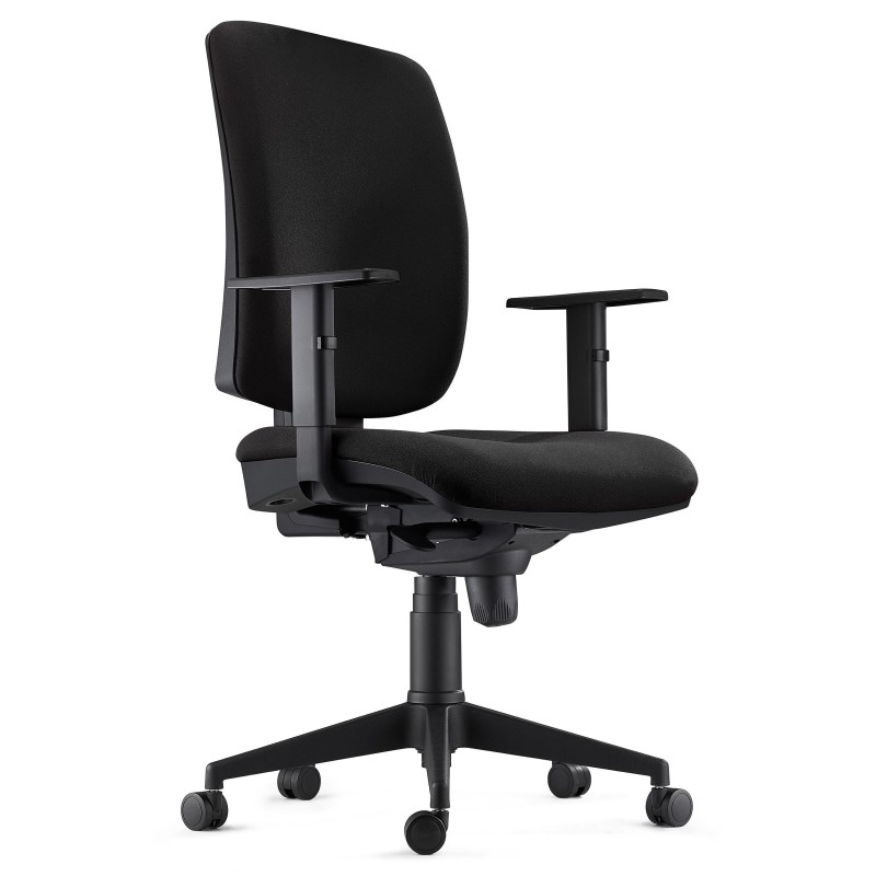 Silla Ergonómica PIERO, en Tela color Negro, con Brazos Ajustables