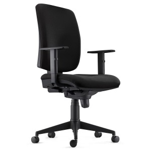Silla Ergonómica PIERO, en Tela color Negro, con Brazos Ajustables