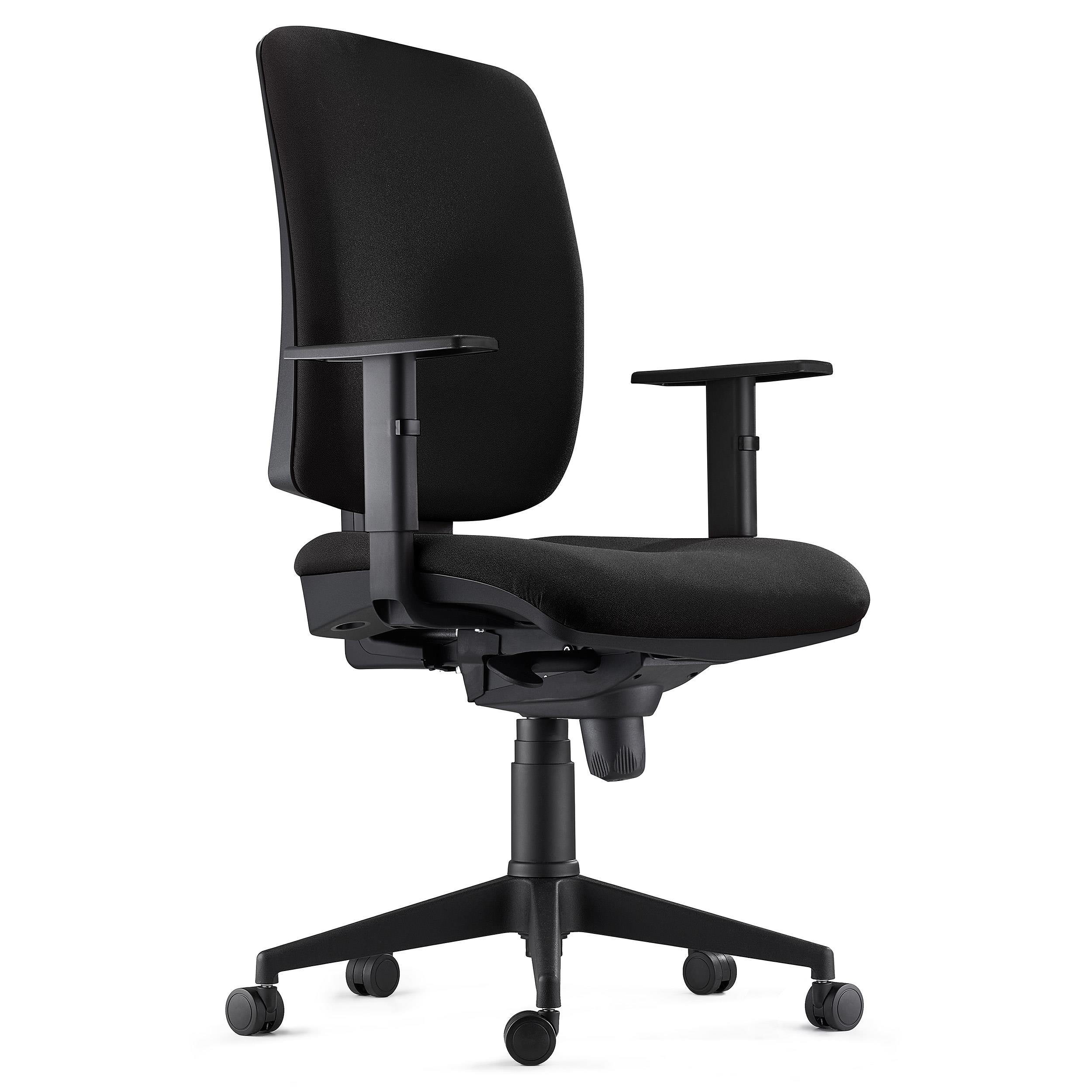 Silla Ergonómica PIERO, en Tela color Negro, con Brazos Ajustables