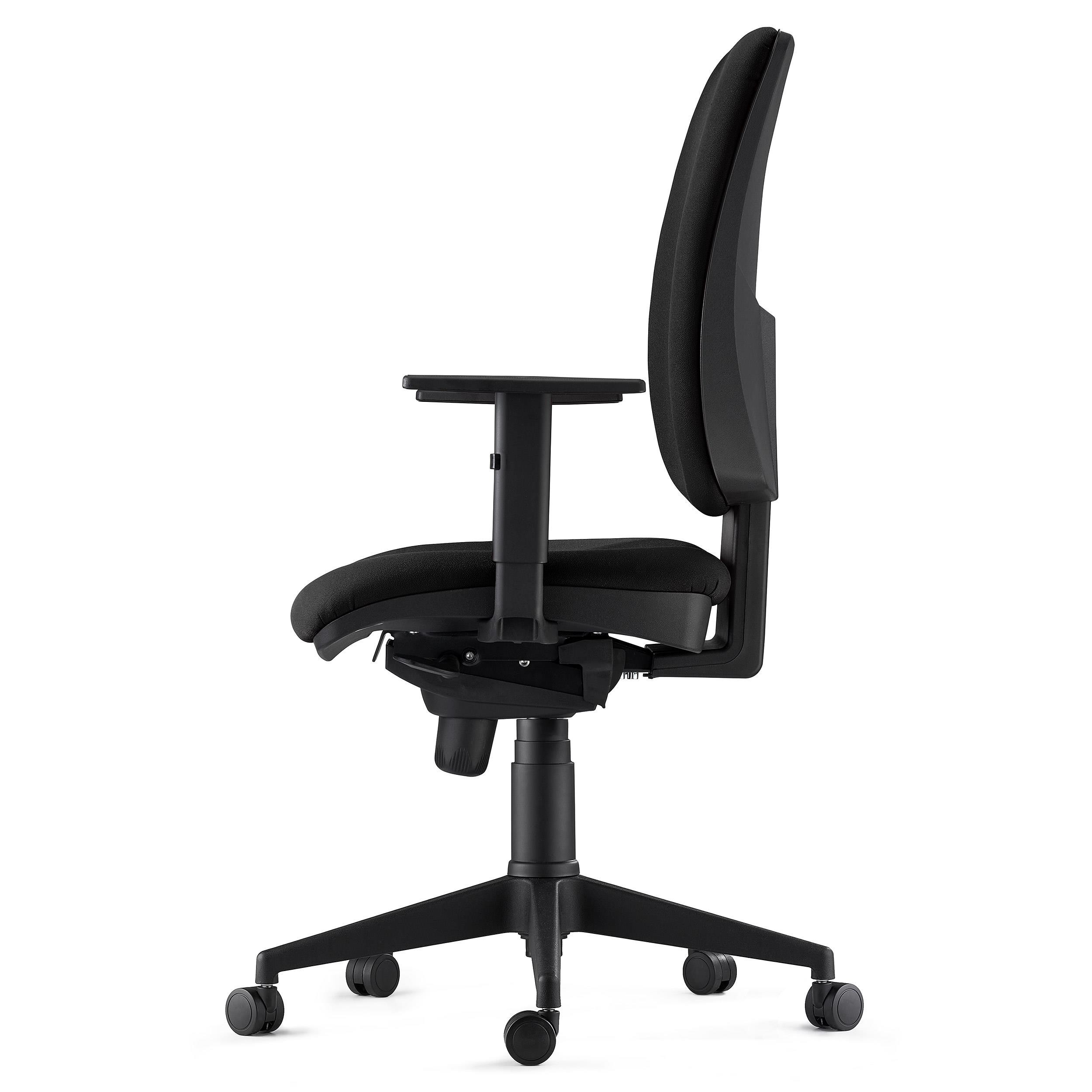 Silla Ergonómica PIERO, en Tela color Negro, con Brazos Ajustables