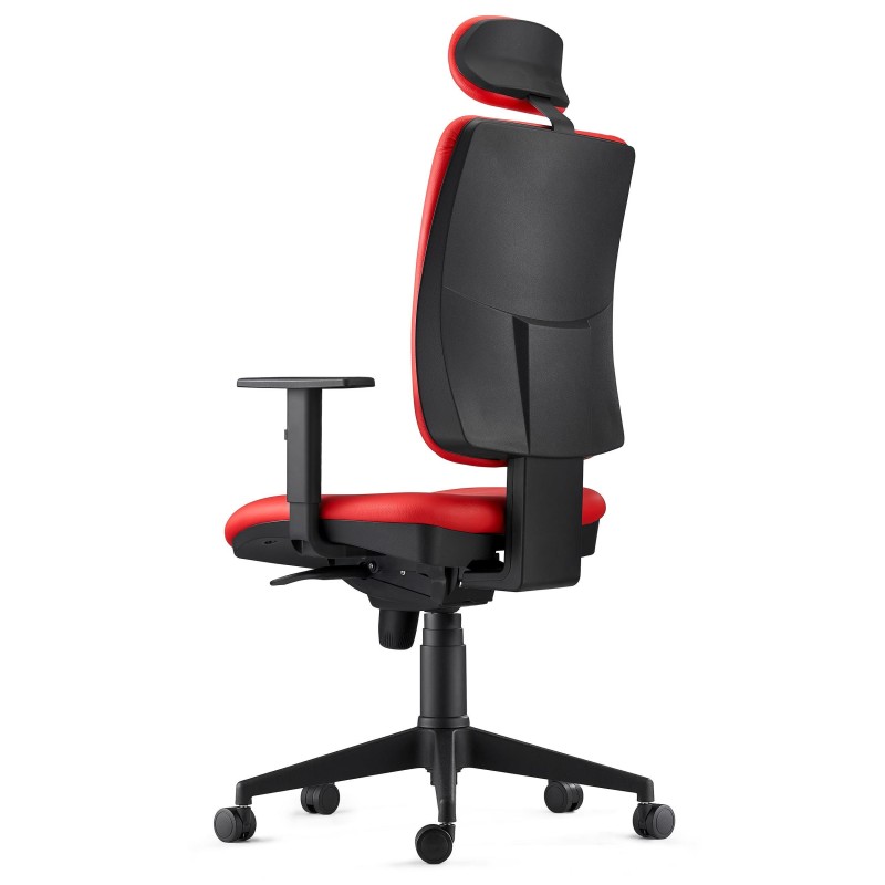 Silla Ergonómica PIERO, en Piel color Negro, con Reposacabezas y Brazos Ajustables