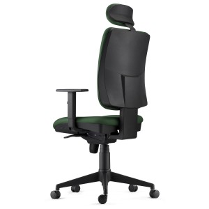 Silla Ergonómica PIERO, en Piel color Negro, con Reposacabezas y Brazos Ajustables