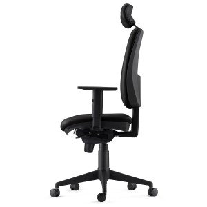 Silla Ergonómica PIERO, en Piel color Negro, con Reposacabezas y Brazos Ajustables