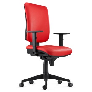 Silla Ergonómica PIERO, en Piel color Negro, con Brazos Ajustables