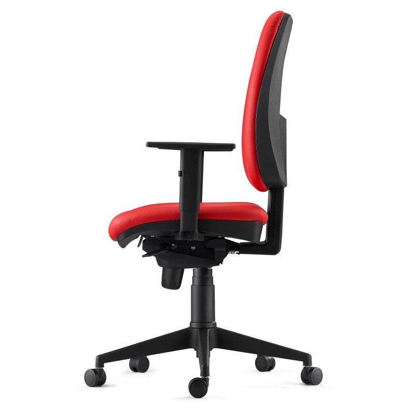 Silla Ergonómica PIERO, en Piel color Negro, con Brazos Ajustables