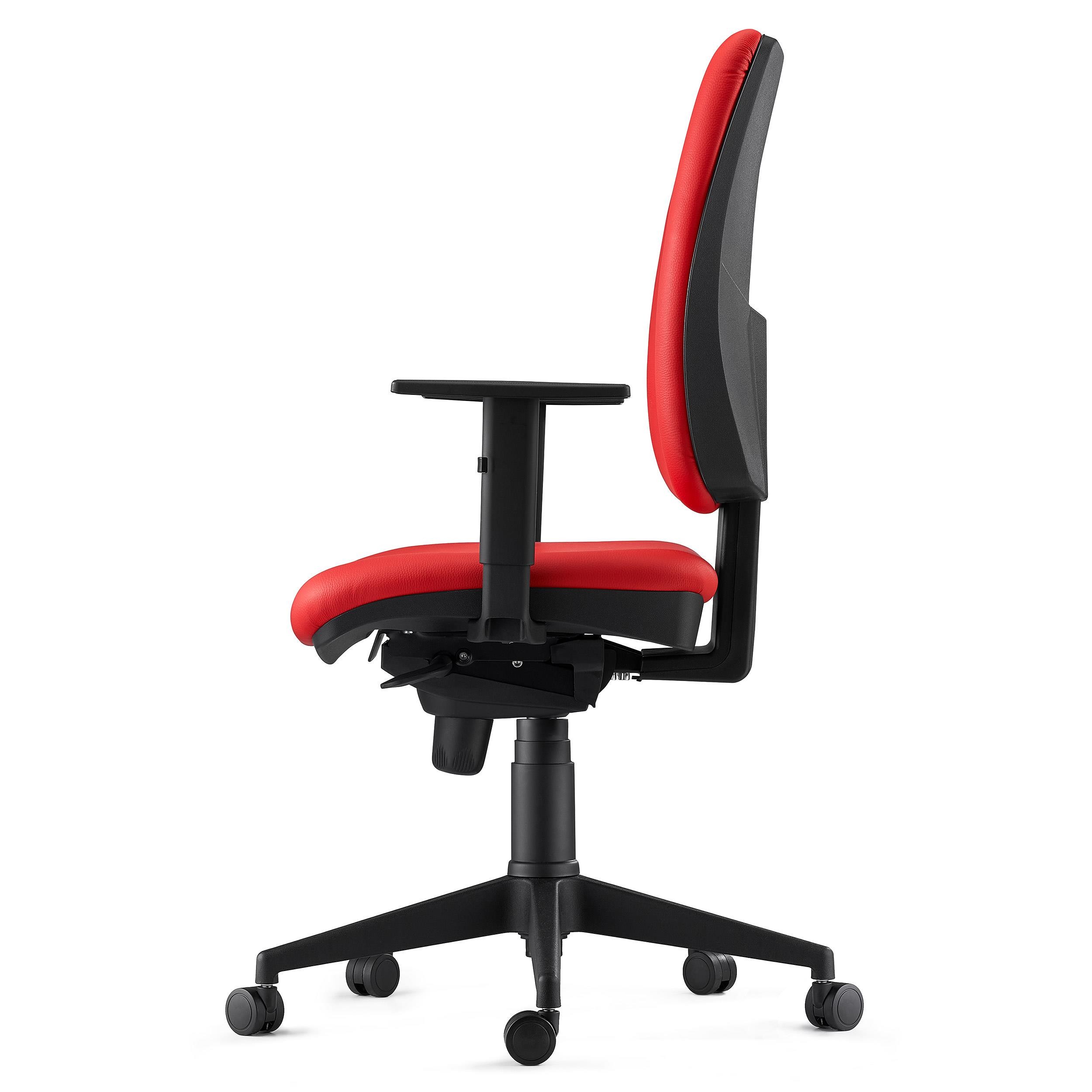 Silla Ergonómica PIERO, en Piel color Negro, con Brazos Ajustables