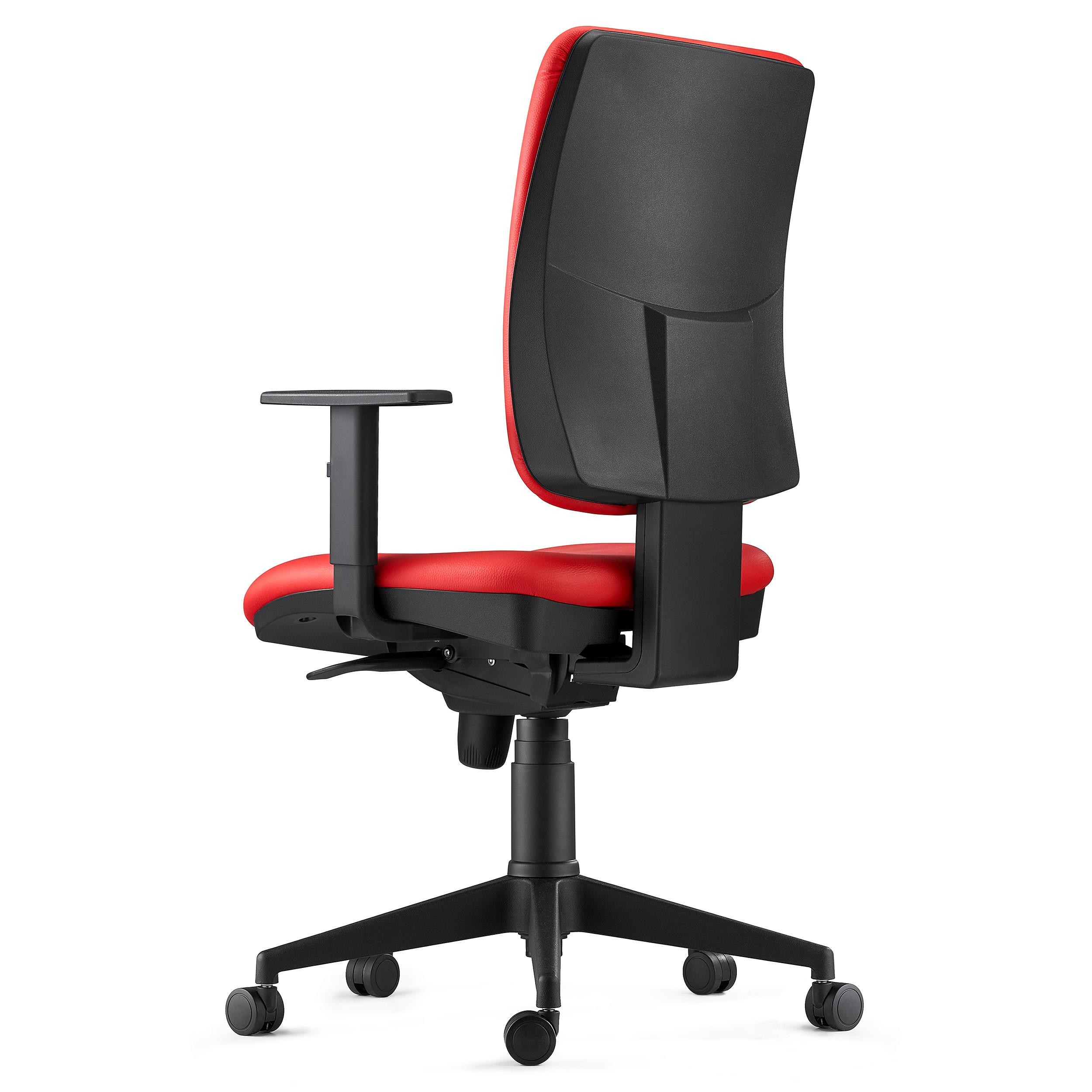 Silla Ergonómica PIERO, en Piel color Negro, con Brazos Ajustables