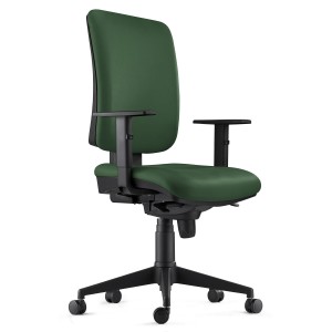 Silla Ergonómica PIERO, en Piel color Negro, con Brazos Ajustables