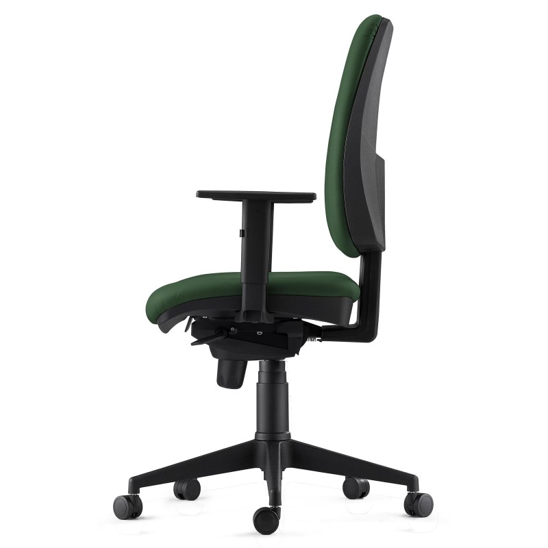Silla Ergonómica PIERO, en Piel color Negro, con Brazos Ajustables