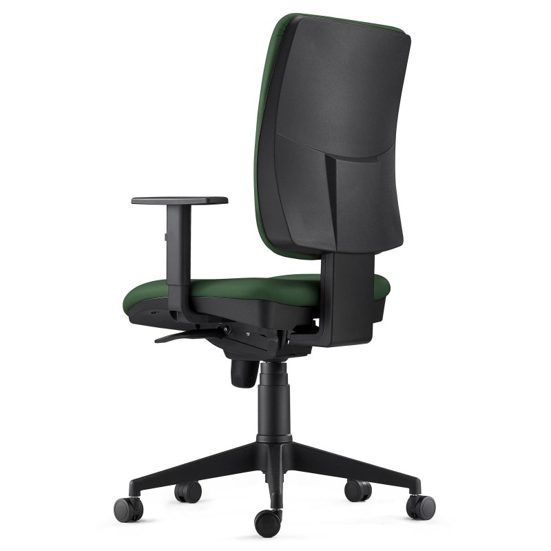 Silla Ergonómica PIERO, en Piel color Negro, con Brazos Ajustables