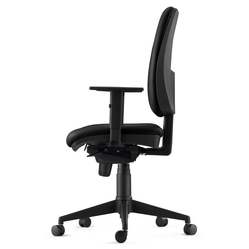 Silla Ergonómica PIERO, en Piel color Negro, con Brazos Ajustables