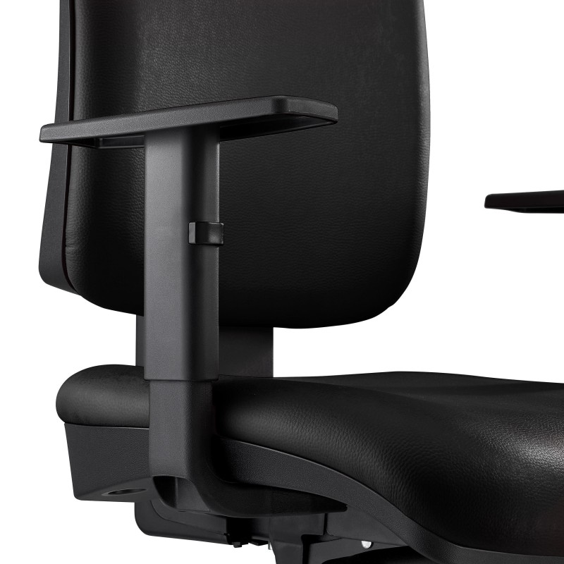 Silla Ergonómica PIERO, en Piel color Negro, con Brazos Ajustables