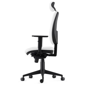Silla Ergonómica PIERO, en Piel Natural color Negro, con Reposacabezas y Brazos Ajustables