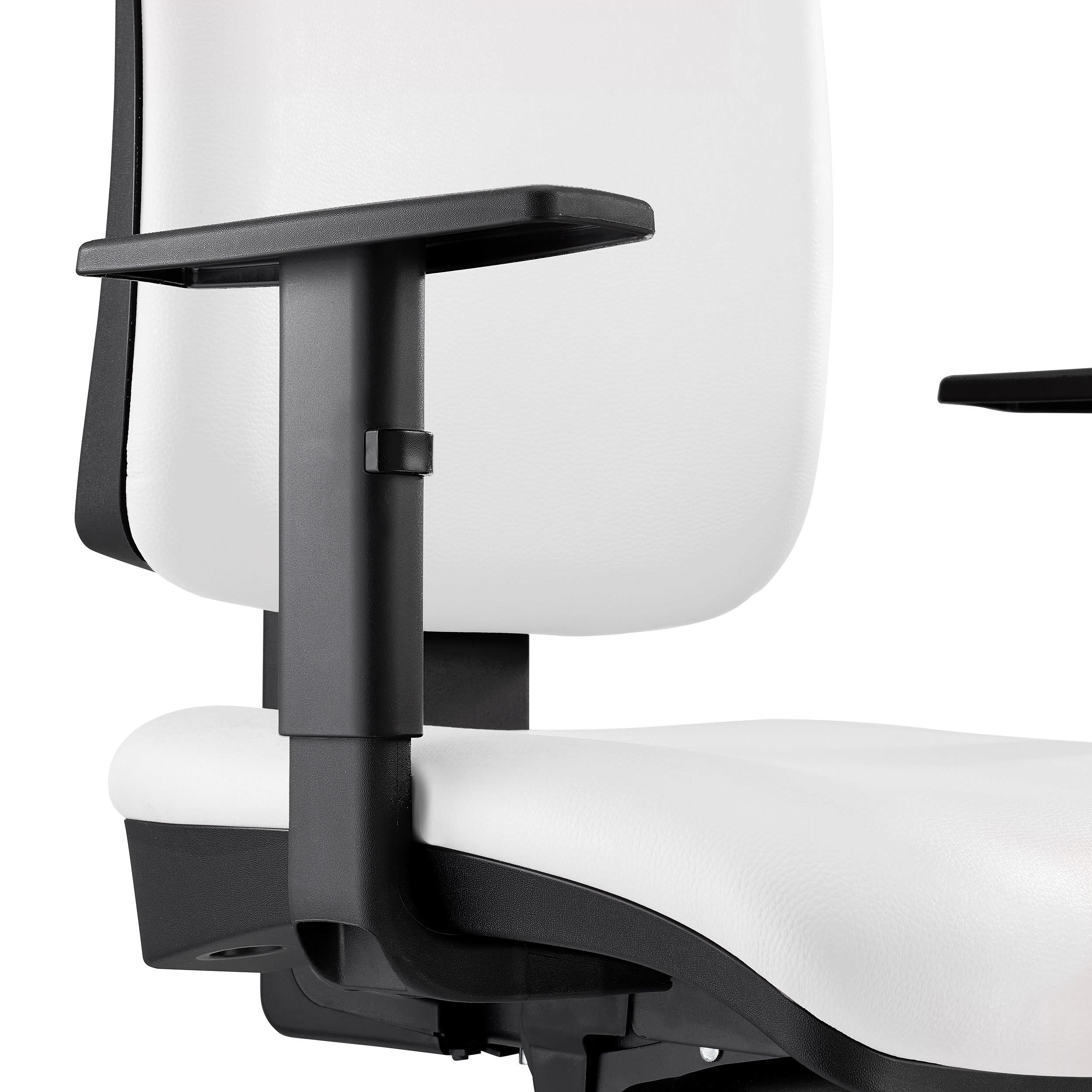 Silla Ergonómica PIERO, en Piel Natural color Negro, con Reposacabezas y Brazos Ajustables