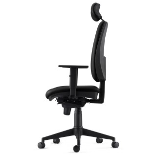 Silla Ergonómica PIERO, en Piel Natural color Negro, con Reposacabezas y Brazos Ajustables 2