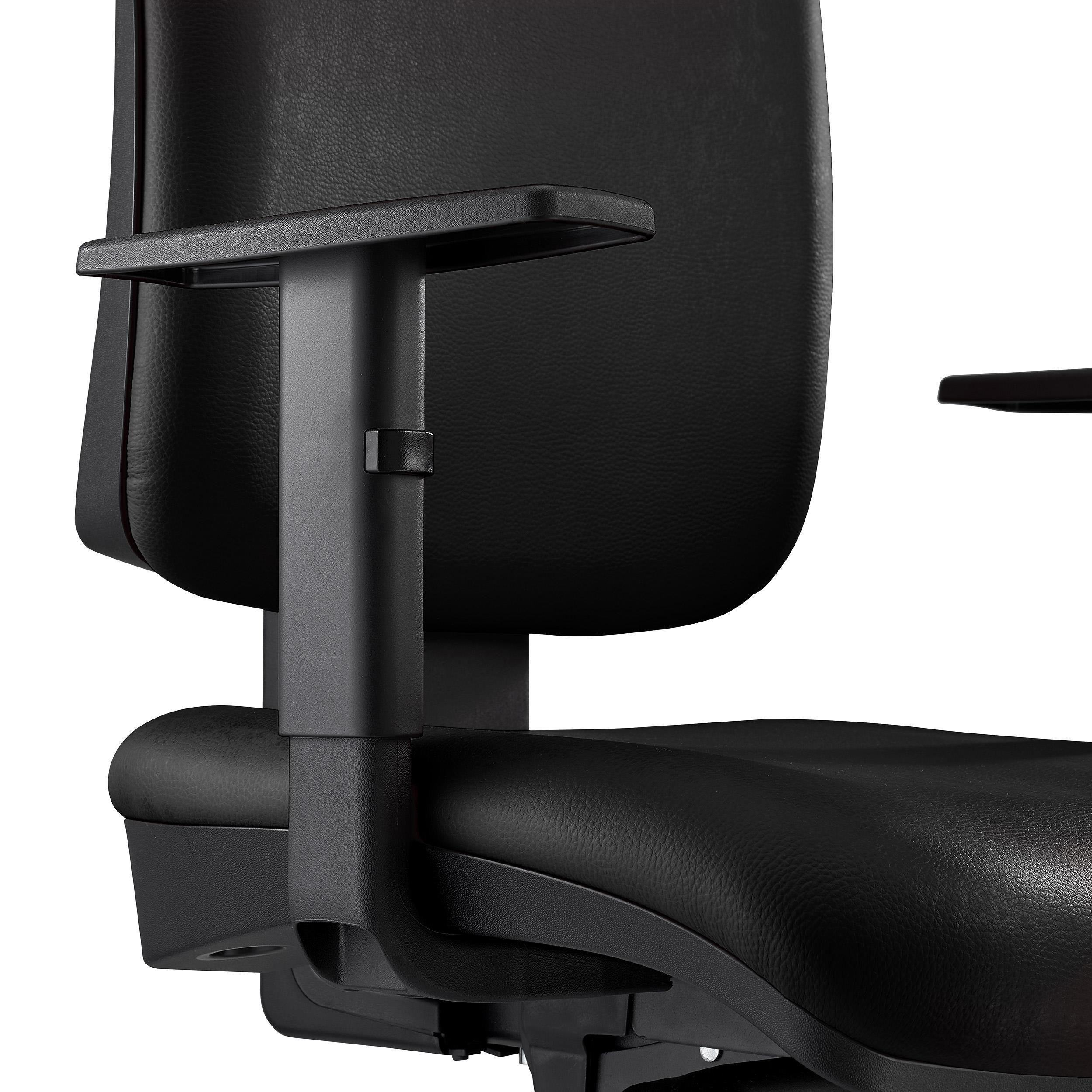 Silla Ergonómica PIERO, en Piel Natural color Negro, con Reposacabezas y Brazos Ajustables