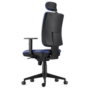 Silla Ergonómica PIERO, en Piel Natural color Negro, con Reposacabezas y Brazos Ajustables