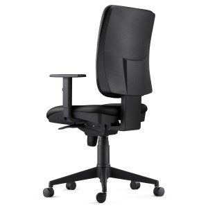 Silla Ergonómica PIERO, en Piel Natural color Negro, con Brazos Ajustables