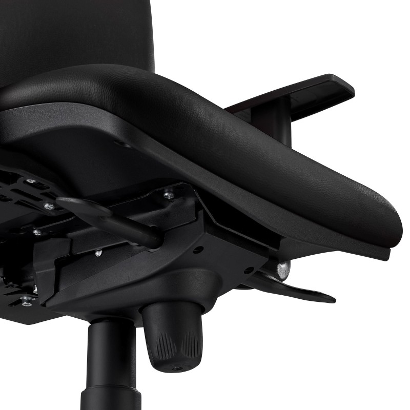 Silla Ergonómica PIERO, en Piel Natural color Negro, con Brazos Ajustables