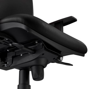 Silla Ergonómica PIERO, en Piel Natural color Negro, con Brazos Ajustables