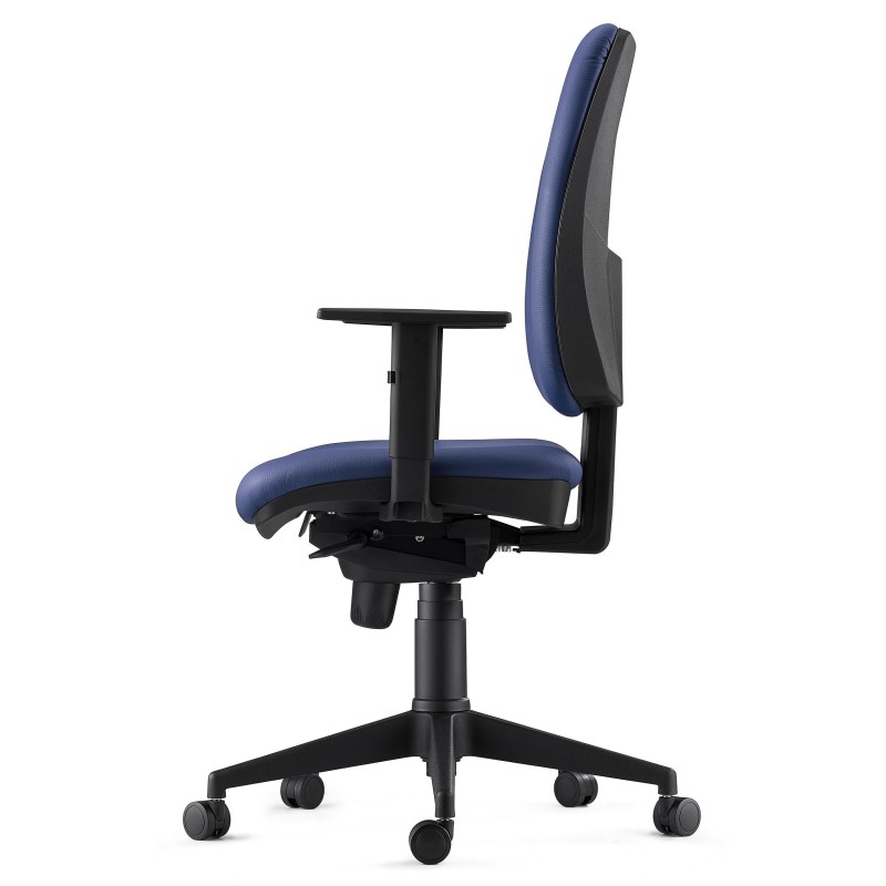 Silla Ergonómica PIERO, en Piel Natural color Negro, con Brazos Ajustables