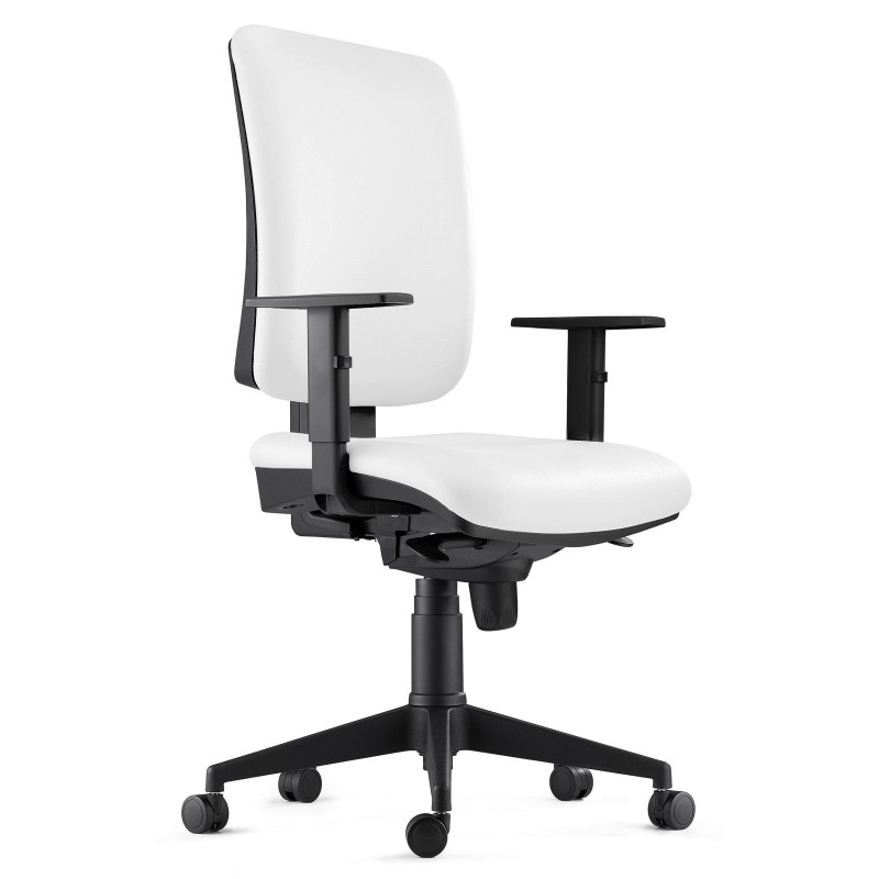 Silla Ergonómica PIERO, en Piel Natural color Negro, con Brazos Ajustables