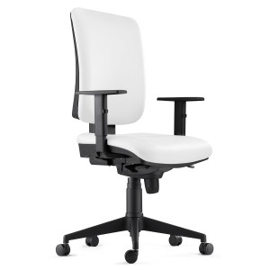 Silla Ergonómica PIERO, en Piel Natural color Negro, con Brazos Ajustables