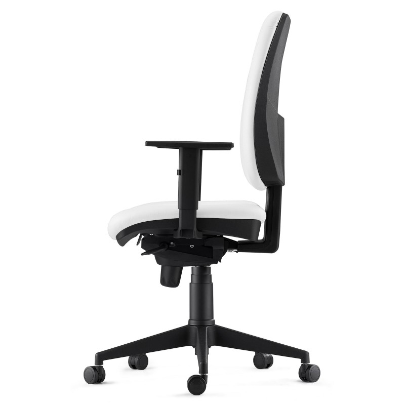 Silla Ergonómica PIERO, en Piel Natural color Negro, con Brazos Ajustables