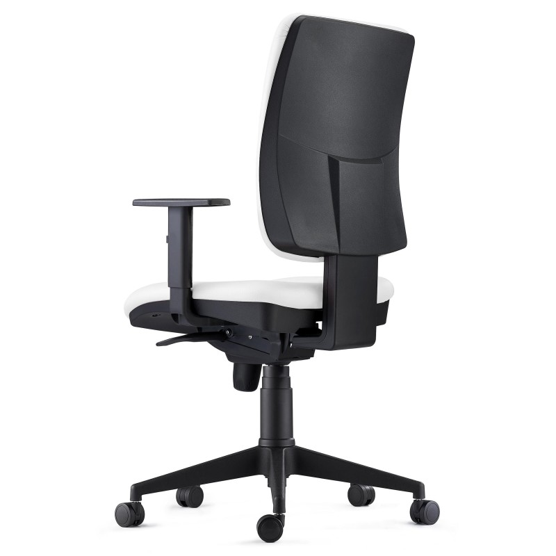 Silla Ergonómica PIERO, en Piel Natural color Negro, con Brazos Ajustables